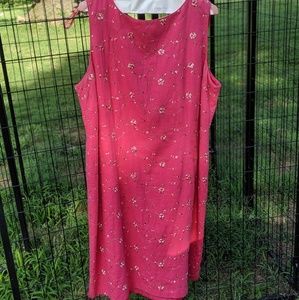 Pink embroidered linen sheath dress